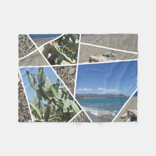 コラージュ地中海のデザイン フリースブランケット (正面(横))