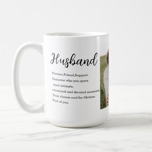 コラージュ夫婦の写真とロマンチックな夫ラブギフト コーヒーマグカップ (左)