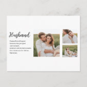 コラージュ夫婦の写真とロマンチックな夫ラブギフト シーズンポストカード (正面)