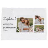 コラージュ夫婦の写真とロマンチックな夫ラブギフト ラージペーパーバッグ (裏面)