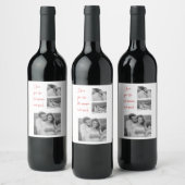 コラージュ夫婦の写真とロマンチックな引用文愛あなた勝ち ワインラベル (ボトル)
