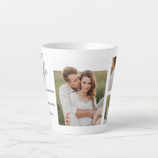 コラージュ夫婦の写真と素敵なロマンチックな妻のギフト カフェラテマグ (正面)