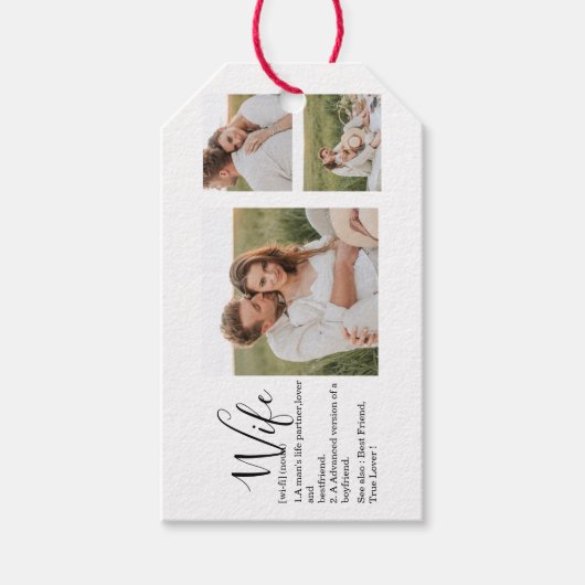 コラージュ夫婦の写真と素敵なロマンチックな妻のギフト ギフトタグ (正面)