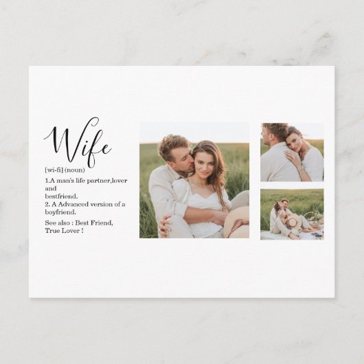 コラージュ夫婦の写真と素敵なロマンチックな妻のギフト シーズンポストカード (正面)