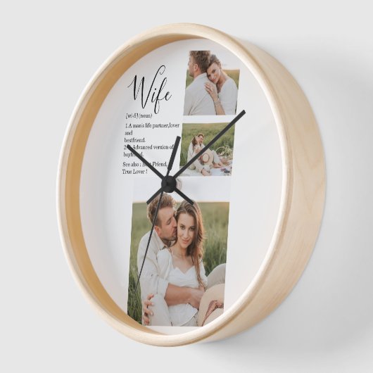コラージュ夫婦の写真と素敵なロマンチックな妻のギフト 壁時計 (傾斜)