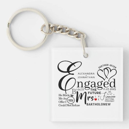 コラージュ婚約したの発結婚表 キーホルダー (正面)