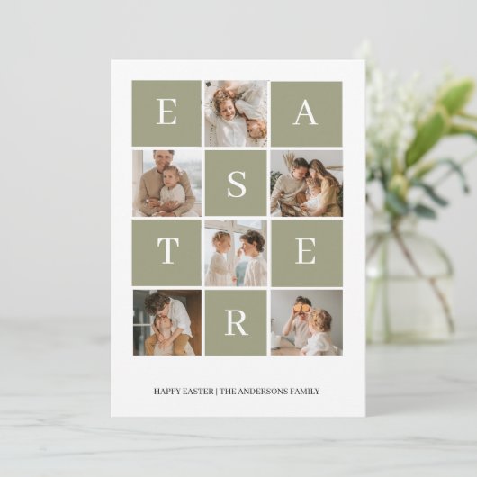 コラージュ家族の写真イースター | ハッピーイースター 招待状 (スタンド正面)
