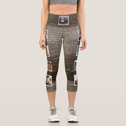 コラージュ家族の写真マウス写真を追加素朴木 カプリレギンス (正面)