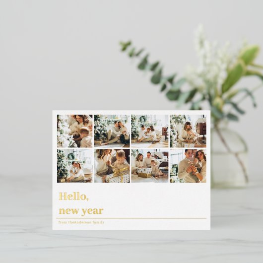 コラージュ家族の写真 |お正月 箔シーズンポストカード (立ち正面)