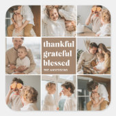コラージュ家族の写真 |感謝賛美 スクエアシール (正面)