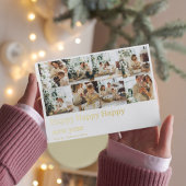 コラージュ家族の写真 | Happy Happy Newyear 箔シーズンポストカード
