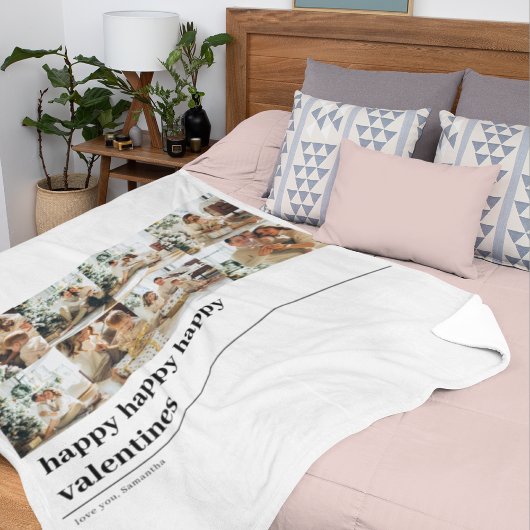 コラージュ家族の写真 | Happy Valentines フリースブランケット