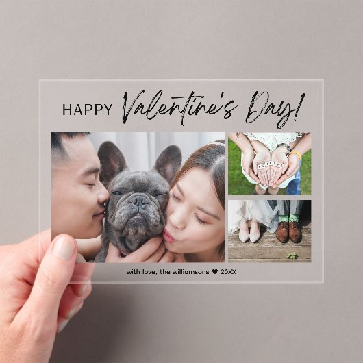 コラージュ家族フォトブラシスクリプトバレンタインデー アクリル招待状 (インサイチュ (ポータブル))