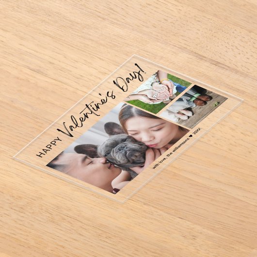 コラージュ家族フォトブラシスクリプトバレンタインデー アクリル招待状 (レイダウン)