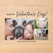 コラージュ家族フォトブラシスクリプトバレンタインデー アクリル招待状 (正面)