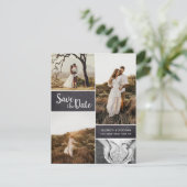 コラージュ日付の結婚婚約写真を保存 案内状 (スタンド正面)