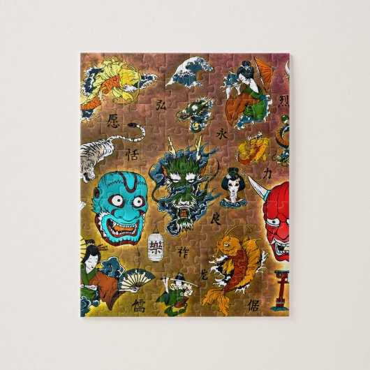 コラージュ日本の ジグソーパズル (縦)