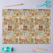 コラージュ旧型郵便料金エフェメラ 薄葉紙 (クラフト)