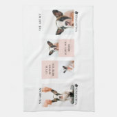 コラージュ犬の写真 |犬は私のバレンタイン |ピンク キッチンタオル (縦)