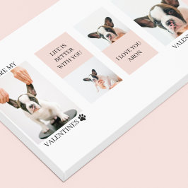 コラージュ犬の写真 |犬は私のバレンタイン |ピンク キャンバスプリント