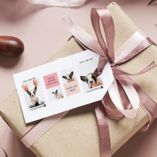 コラージュ犬の写真  犬は私のバレンタイン  ピンク ギフトタグ