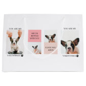 コラージュ犬の写真 |犬は私のバレンタイン |ピンク ラージペーパーバッグ (正面)