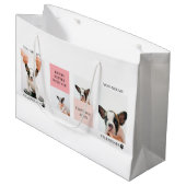 コラージュ犬の写真 |犬は私のバレンタイン |ピンク ラージペーパーバッグ (正面アングル)