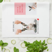 コラージュ犬の写真 |私の犬はバレンタイン キッチンタオル (折り畳み)