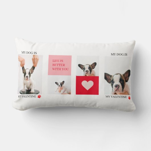 コラージュ犬の写真 |私の犬はバレンタイン ランバークッション (正面)