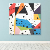 コラージュ紙ブラックドット キャンバスプリント (インサイチュ (ウッドフロア))