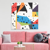 コラージュ紙ブラックドット キャンバスプリント (インサイチュ (リビング))