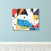 コラージュ紙ブラックドット キャンバスプリント (インサイチュ (ウッドフロア))