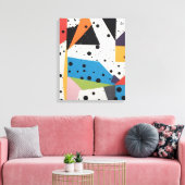 コラージュ紙ブラックドット キャンバスプリント (インサイチュ (リビング))