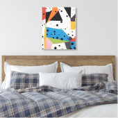 コラージュ紙ブラックドット キャンバスプリント (インサイチュ (寝室))