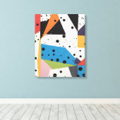 コラージュ紙ブラックドット キャンバスプリント (インサイチュ (ウッドフロア))