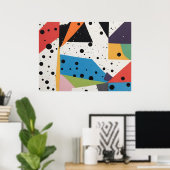 コラージュ紙ブラックドット ポスター (ホームオフィス)