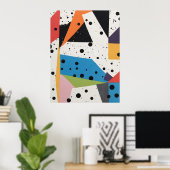 コラージュ紙ブラックドット ポスター (ホームオフィス)