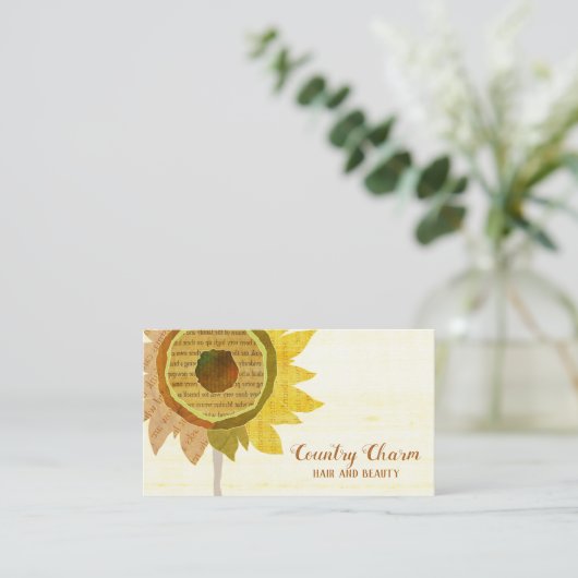 コラージュ素朴ひまわり美容師 名刺 (スタンド正面)