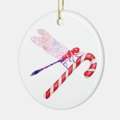 コラージュ美術昆虫芸術ドラゴンフライとキャンディーケーン セラミックオーナメント (左)