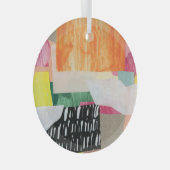 コラージュ美術、モダンカラフル抽象芸術。 ガラスオーナメント (正面右)