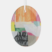 コラージュ美術、モダンカラフル抽象芸術。 ガラスオーナメント (正面左)