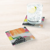 コラージュ美術、モダンカラフル抽象芸術。 ガラスコースター (アングル)