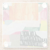 コラージュ美術、モダンカラフル抽象芸術。 ガラスコースター (裏面)