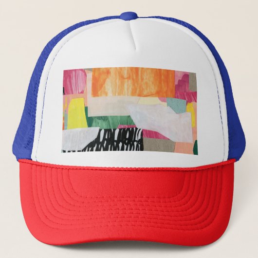 コラージュ美術、モダンカラフル抽象芸術。 キャップ (正面)