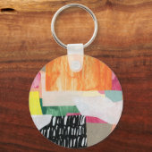 コラージュ美術、モダンカラフル抽象芸術。 キーホルダー (正面)