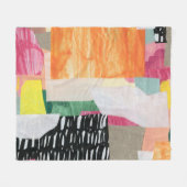 コラージュ美術、モダンカラフル抽象芸術。 フリースブランケット (正面(横))