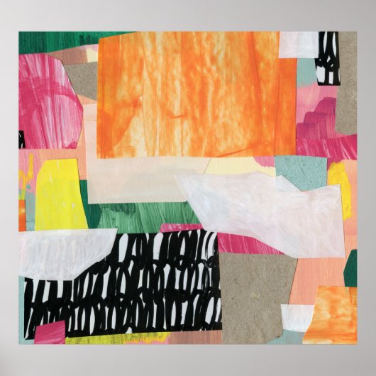 コラージュ美術、モダンカラフル抽象芸術。 ポスター (正面)