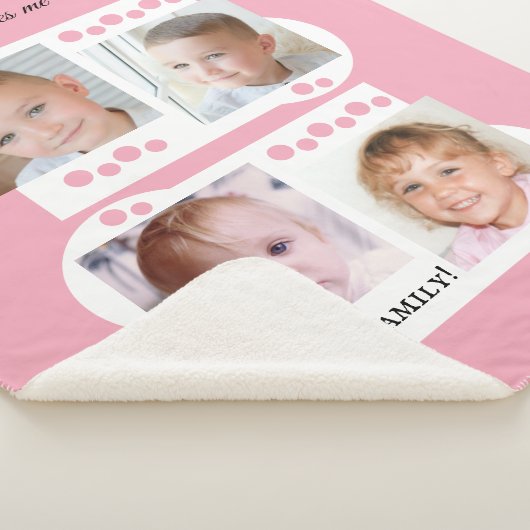 コラージュ自分の写真をカスタムピンク色に追加 シェルパブランケット (3/4)
