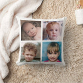 コラージュ自分の写真を白カスタム色に追加 クッション (ブランケット)
