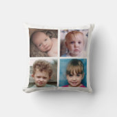 コラージュ自分の写真を白カスタム色に追加 クッション (正面)